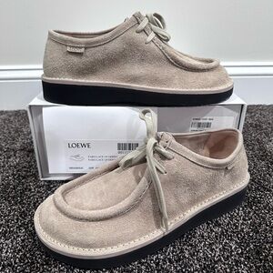 Loewe Faro Derby Moccasin Sand Suede Shoes